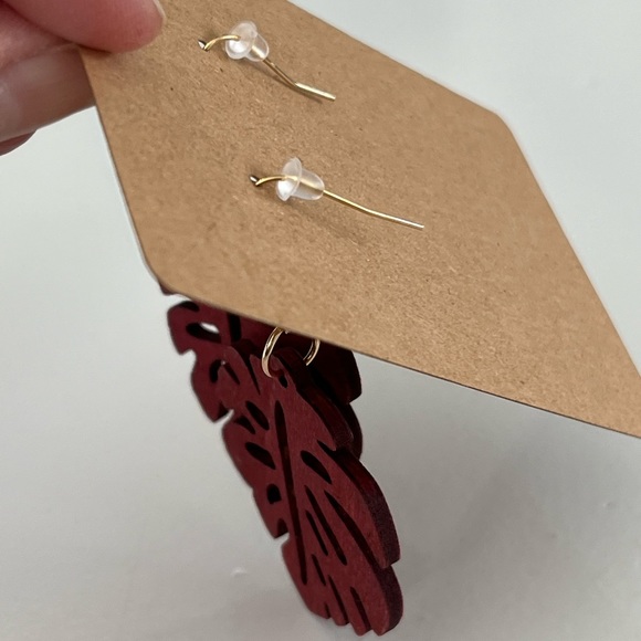 PALM EARRINGS | Wood | NWT - Picture 7 of 8